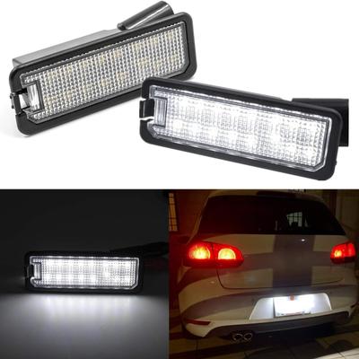 2 szt. białe 18LED oświetlenie tablicy rejestracyjnej samochodu tylne światło montażowe dla VW MK4 MK5 MK6 MK7 Eos Beetle Phaeton Polo Porsche Cayman Cayenne