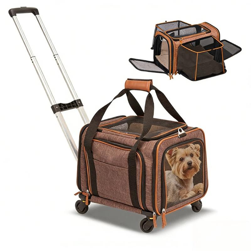 Large Capacity Expansion Cat Dog Bag Pet Trolley Case Portable Foldable Cat Carriers Bags Outdoor Travel Double Shoulder Pet Bag