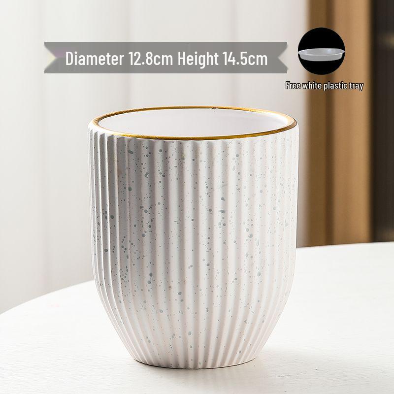 Nordic High-Leg Ceramic Orchid Pot: Durable, Artistic for Home or Balcony Use