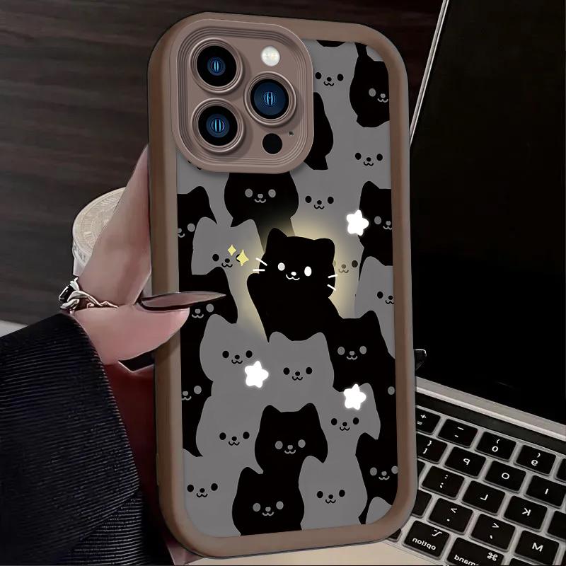 Lovely Cartoon Cat Couple Phone Case For IPhone 17 16 15 14 13 12 11 Pro Max 17 Air 14 Plus Shockproof Silicone Soft Cases Coque