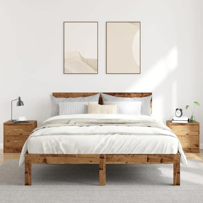 VidaXL Tables de chevet 2 pcs vieux bois 40x30x40 cm bois d'ingénierie, armoire, meubles de chambre à coucher, support de 855925
