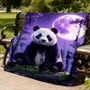 1pc Panda Moon Night Throw Blanket Polyester Fiber, Lightweight Flannel, Soft & Warm, All Season Use for Outdoor, Camping Digital Print