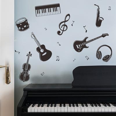 Musical Instrument Pattern Wall Stickers Self-adhesive PVC Window Decoration Wall Decal Sticker