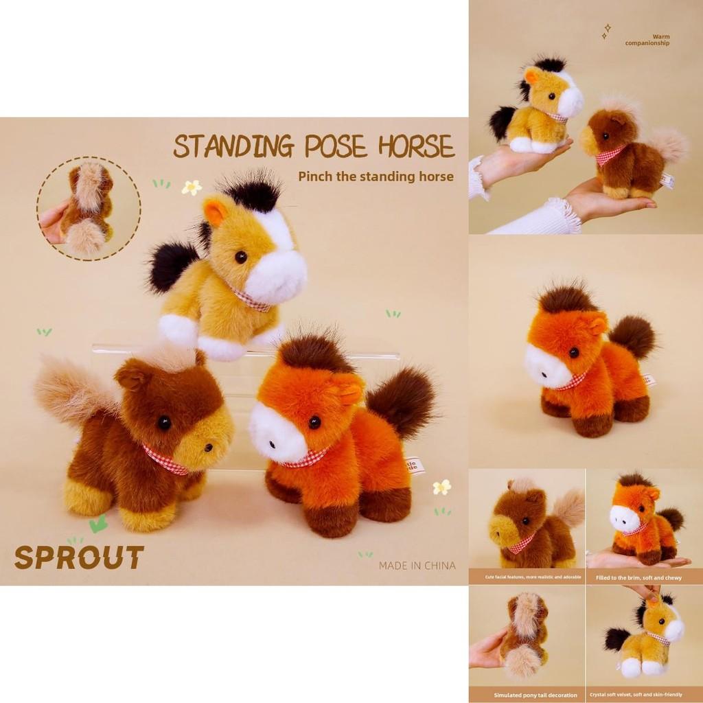 Cute Plaid Scarf Pony Plush Toy Doll Desktop Decoration Ornament For Children And Kids Gift