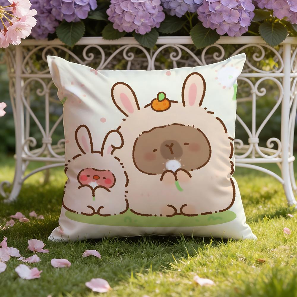 Cute C-Capybara Cushion Cover Home & Car Dual-Scene Pillow Cover: Reversible for Premium Comfort