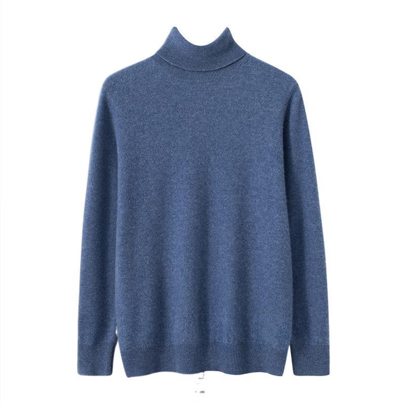 2025 Classic Solid Color Men's High Neck Loose Cashmere Sweater Pullover Knitwear