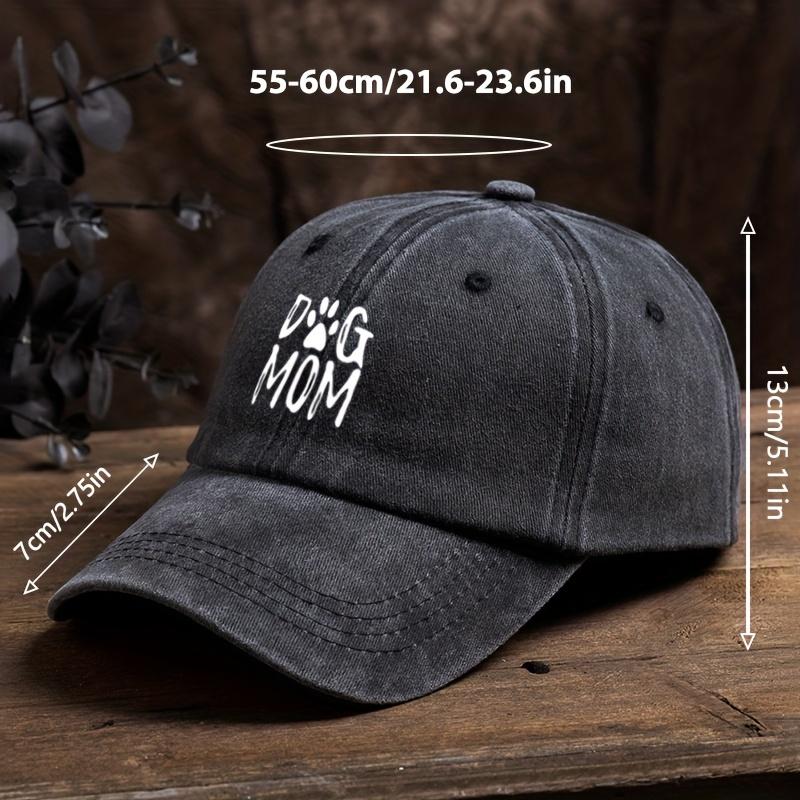 Classic Washed Retro Dog Mom Print Baseball Cap Outdoor Casual Sports Sun Visor Adjustable