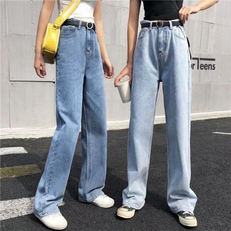 Wide-leg jeans women's loose autumn and winter new Hong Kong retro high-waisted drape ic straight floor-mopping trousers