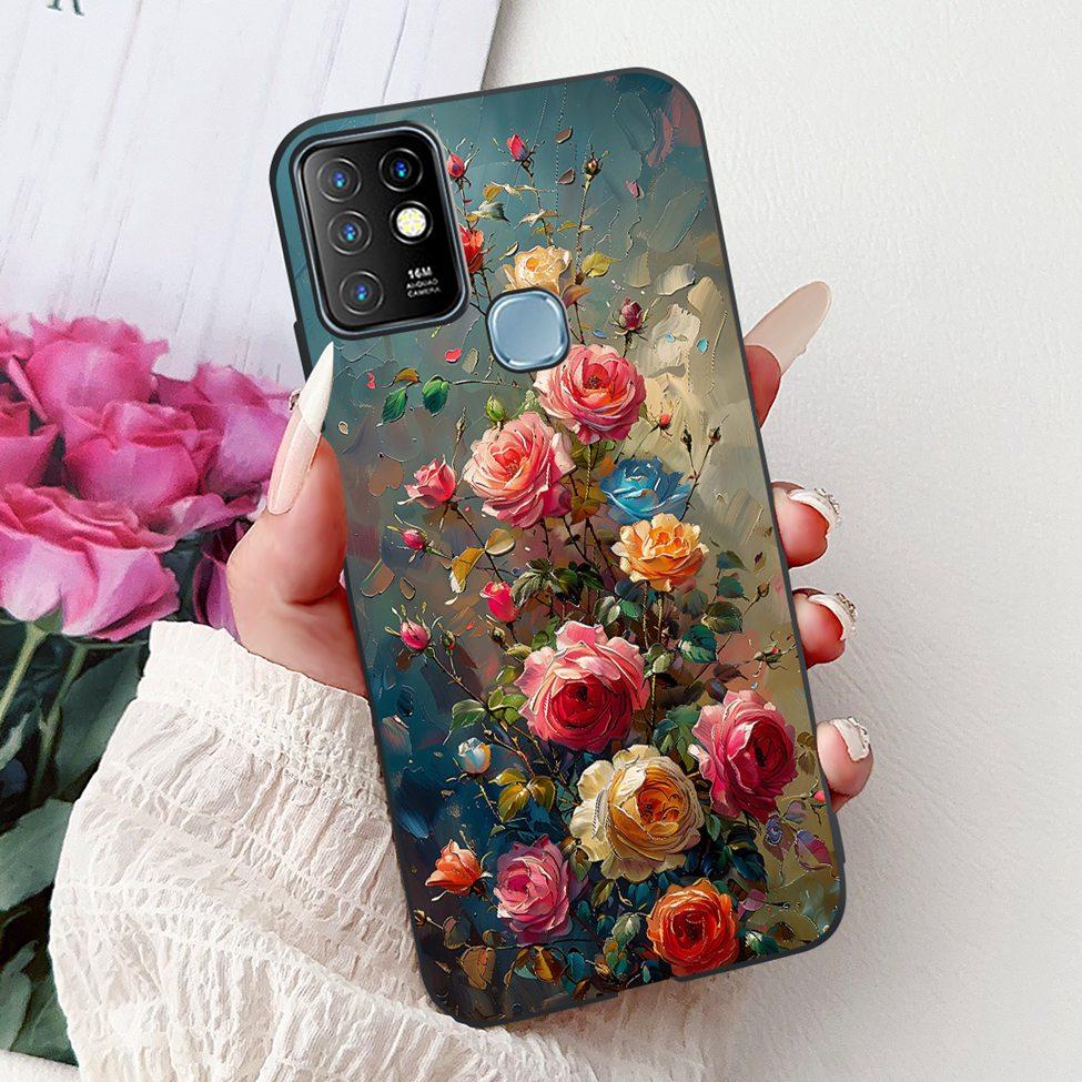 For Infinix Hot 10 Case Silicone Cute Cat Fashion Flowers Luxury Painted Back Cover For Inifnix Hot 10 Phone Case X682B X682C