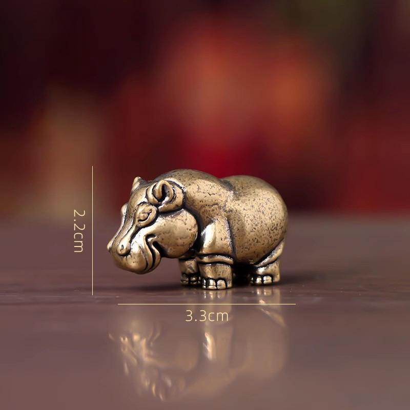Retro Copper Hippopotamus Desktop Ornament 1Pc Solid Animal Sculpture for Home Office Shelf Decor Gift for Friends