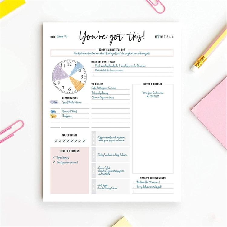 Professional Meal Workout Planner Notepads 60 Sheets Daily Planner Fitness Workout Journal Reading Tracking Notebook