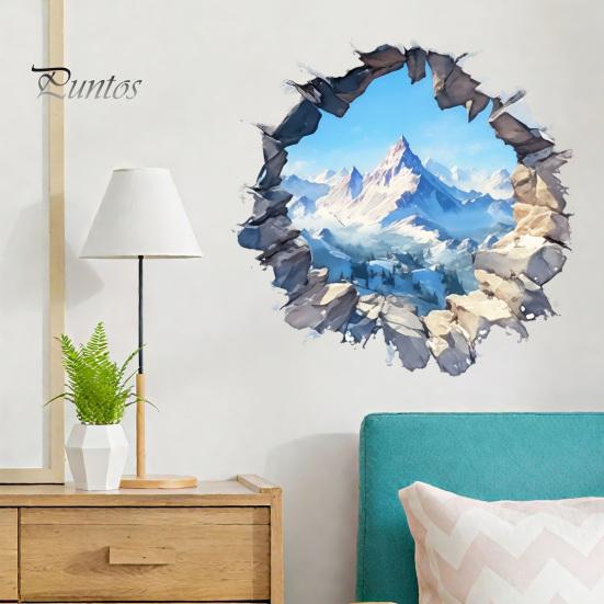 Modern Minimalist Room Decor Snow Peak Wall Sticker, 3D Landscape Decorative Decal, Durable Mountain Stickers PVC Waterproof Window Film, for