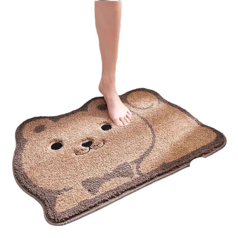 Cute Cartoon Animal Shaped Bath Mat Super Absorbent Soft Imitation Cashmere Non Slip Backing For Bathroom Kids Bedroom
