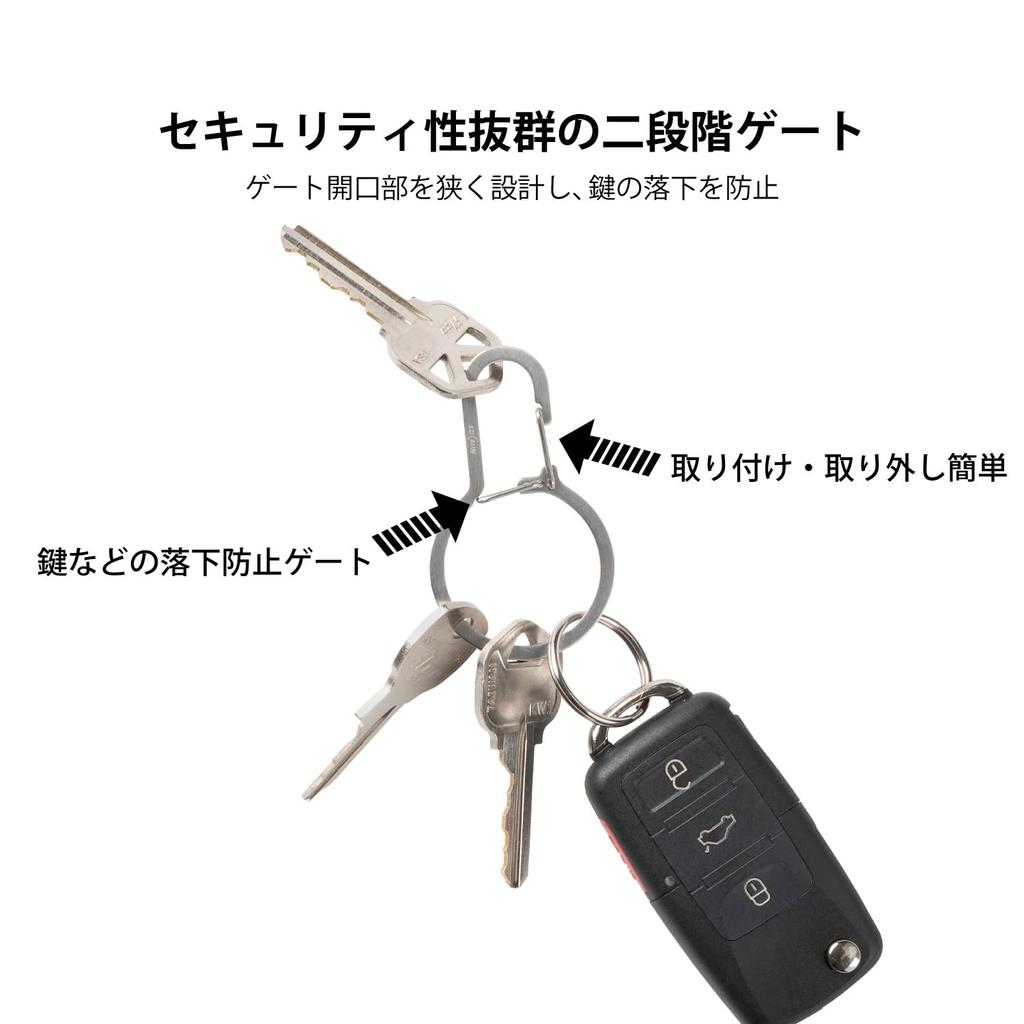 NITEIZE Dual Pass Keyring Stainless Silver Carabiner Keychain Hook, Stainless Steel Durable Design