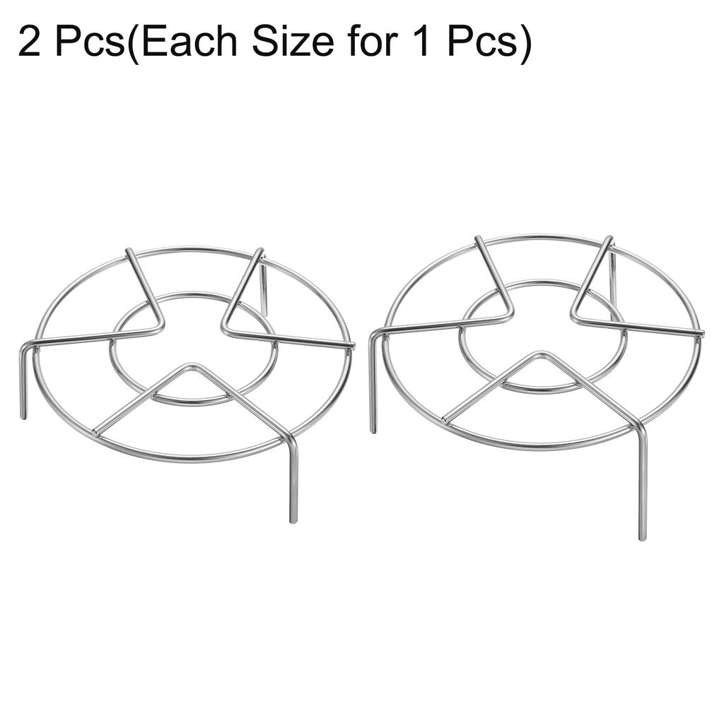 Uxcell Set of 2 6.3" Diameter Stainless Steel Trivet Steamer Racks for Pots, Electric Pressure Cookers, and Frying Pans, Silver (1.2"/2.8" Height)