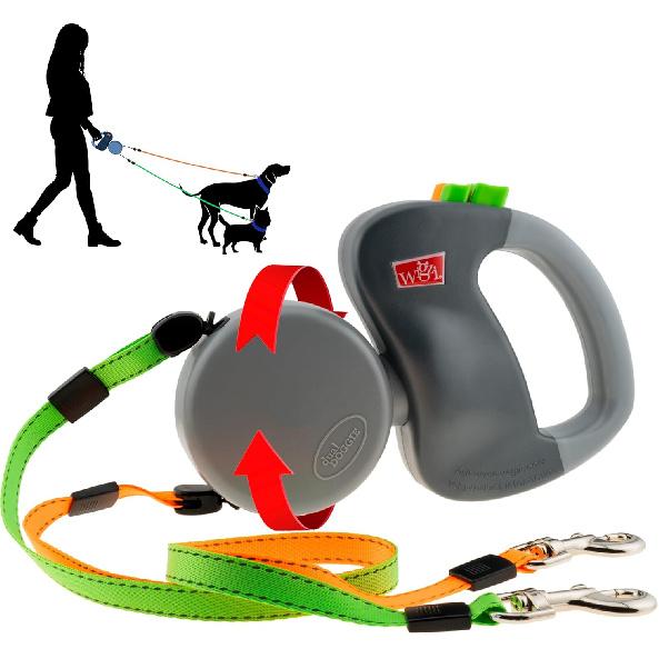 WIGZI - 2025 Enhanced Edition - Dual (2) Dog Retractable Leash, Auto-Untangles, Supports Up to 50lb Dogs, 10ft Distance Each Dog, Color-Coded
