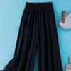 Pantaloni estivi a vita alta in chiffon a gamba larga da donna - Doppio strato drappeggiato danza vestibilità ampia lunghezza 9/10 pantaculotte gonna pantaloni