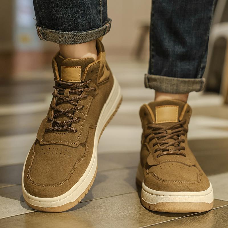 Fashion Mens Outdoor Desert Boots High Top Lace-Up Sports Shoe Fashion Casual Travel Shoes Men Leather Comfortable Soft Soled Ankle Boot