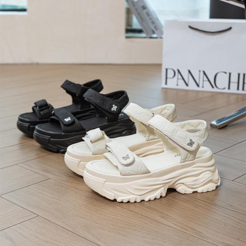 Fashion High Quality 7cm Platform Sandals Wedge Shoes Summer Women Genuine Leather Full Cow Women Slides Beach Shoes Sandalias Mujer