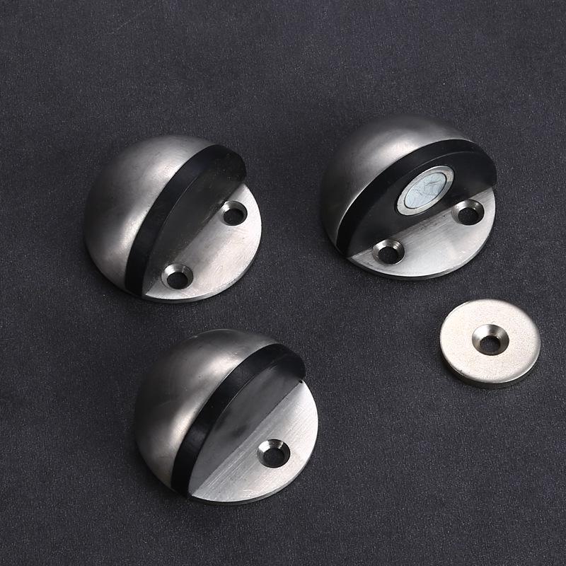 No-Drill Stainless Steel and Wood Magnetic Door Stopper Anti-Collision Floor Mount