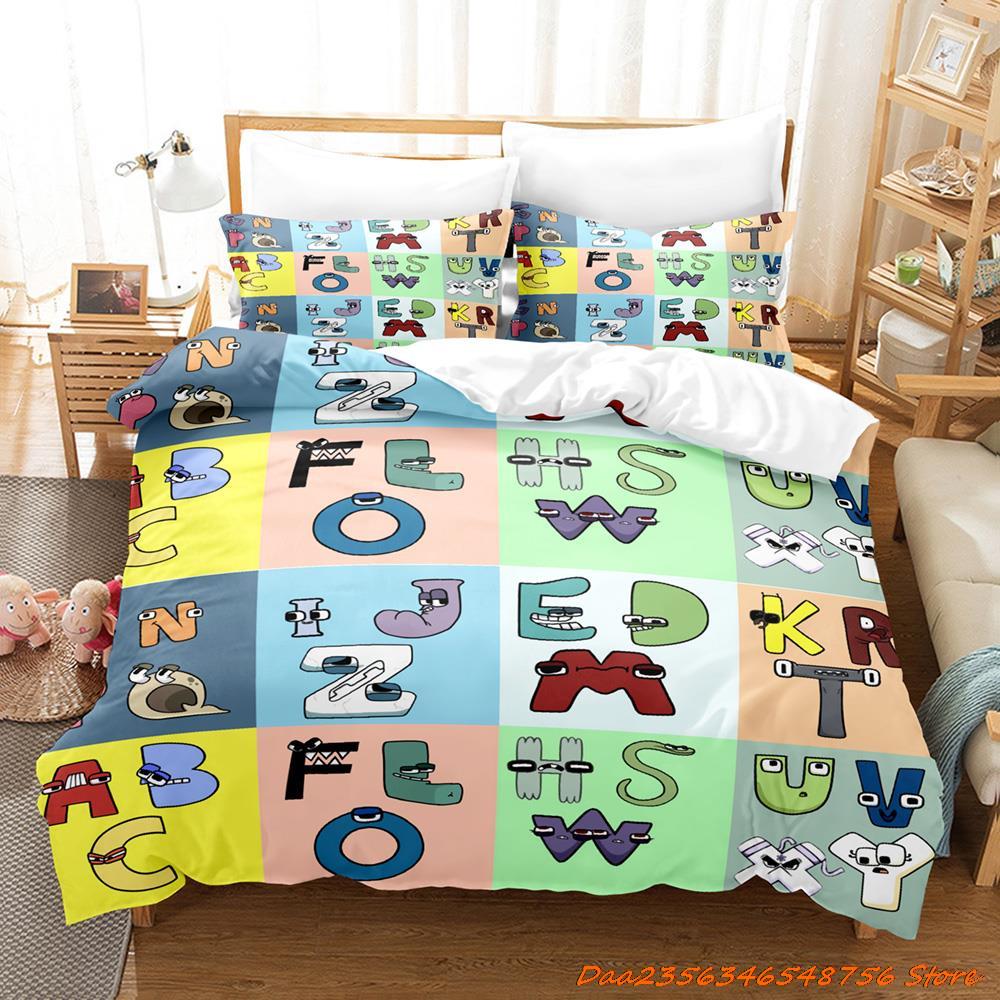 Comforter 26 Alphabet Lore Bedding Set Cartoon Anime Three-Piece Set Adult Kid Bedroom Duvet Sets Enlightenment 3D Print Kawaii