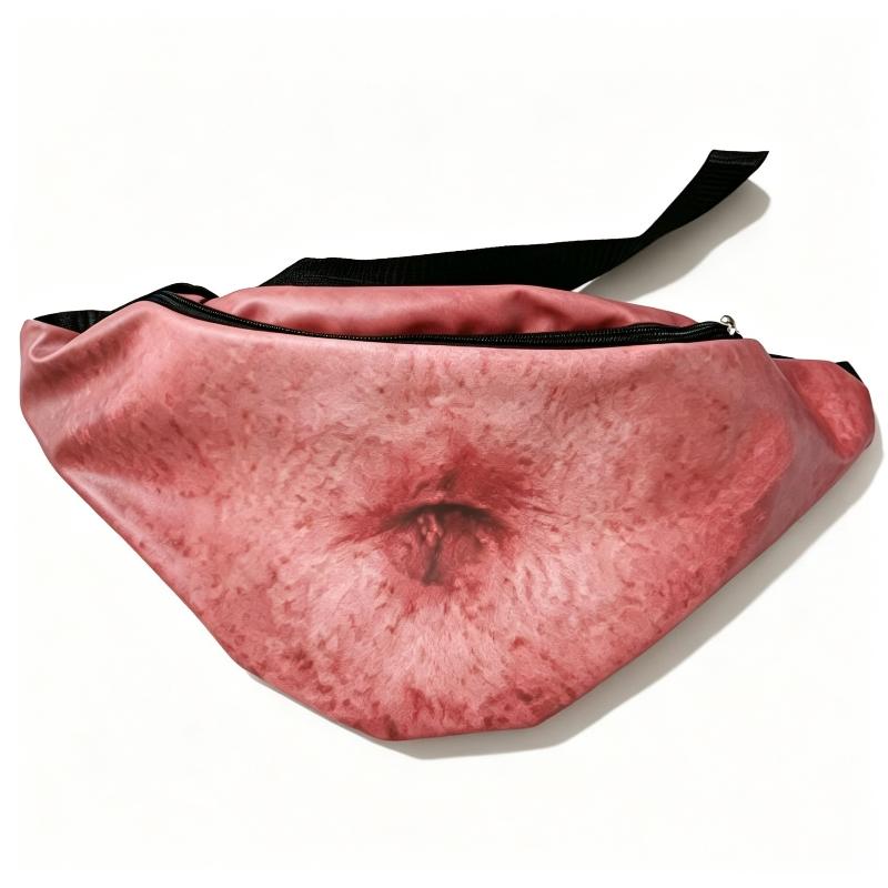 Fake Beer Belly Fanny Pack Funny 3D Print Dad Bod Money Belt Waist Bag Novelty Belly Bum Bag For Party Cosplay Gift