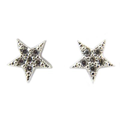 [Q6141] - Handmade Earrings 'A Star Is Born' Silver White - 5x5 Mm