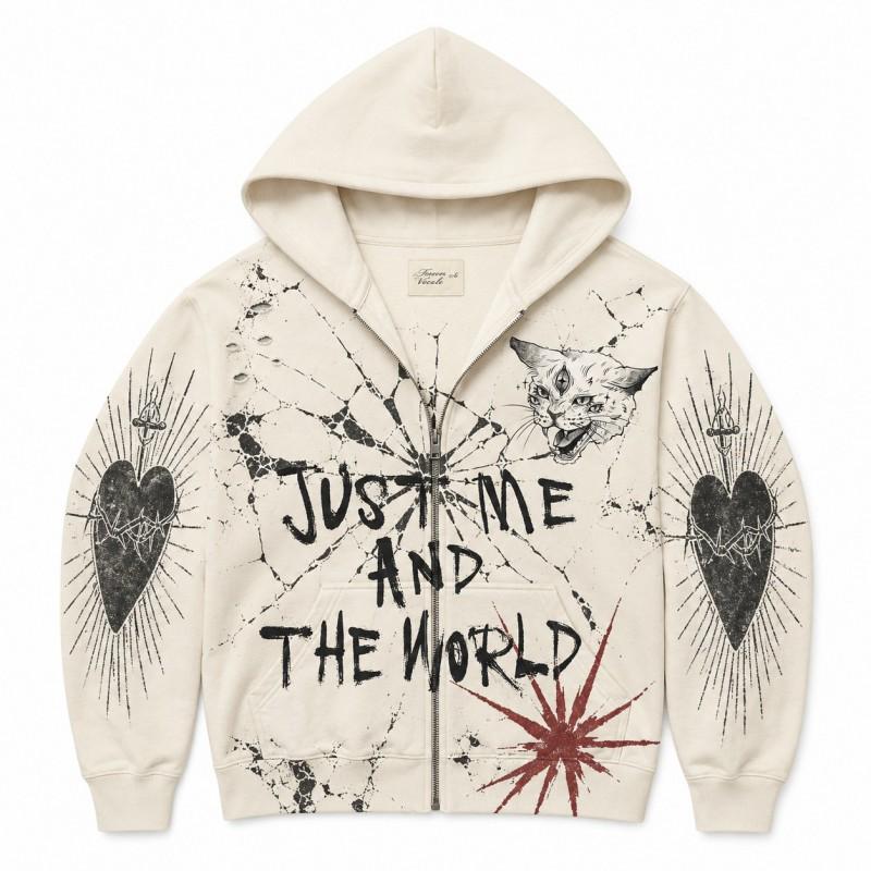 Street Hip Hop Flamme 3D-Druck Reißverschluss Hoodie Lockerer Schnitt Jugend Freizeit Winter Sweatshirt