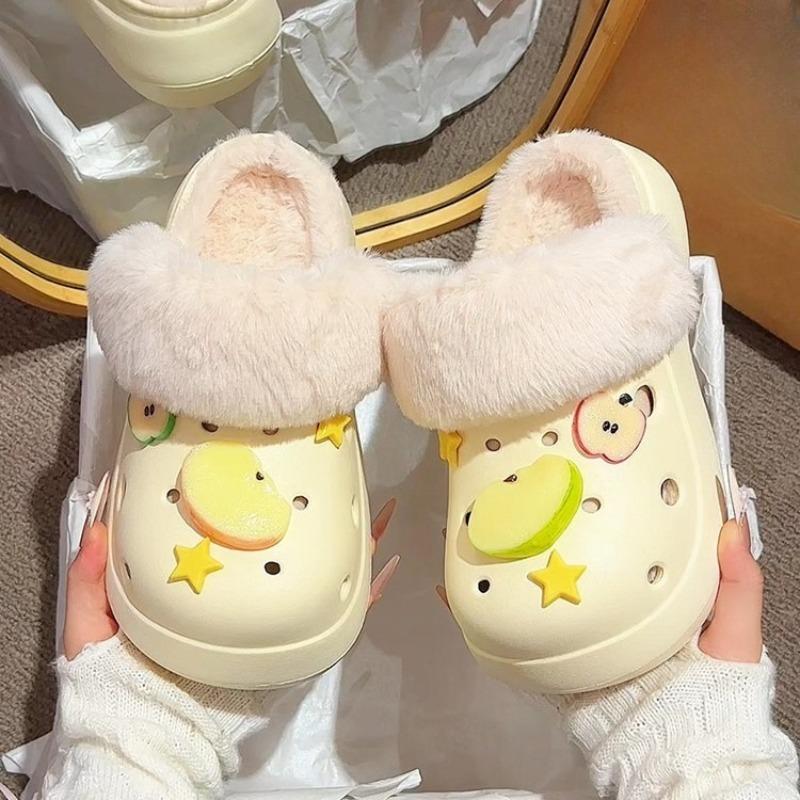 Thick-soled Anti-slip Cotton Flip-flops for Autumn and Winter, New Cute Shoes for Girls