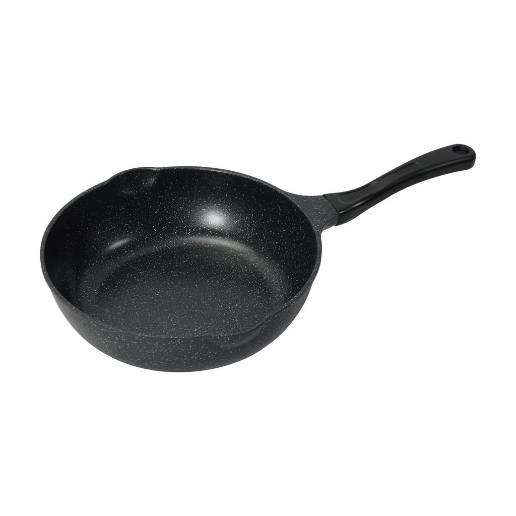 Pearl Metal 28cm Deep Frying Pan, IH Compatible, 4-Layer Non-stick Coating, Strong Marble Finish, Metal Spatula Safe, HC-56
