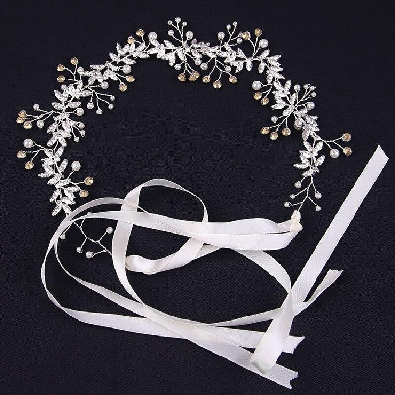 1pcs Silver-plated Hair Bands Ladies Luxury Wind White Handmade Crystal Headdress Wedding Garland