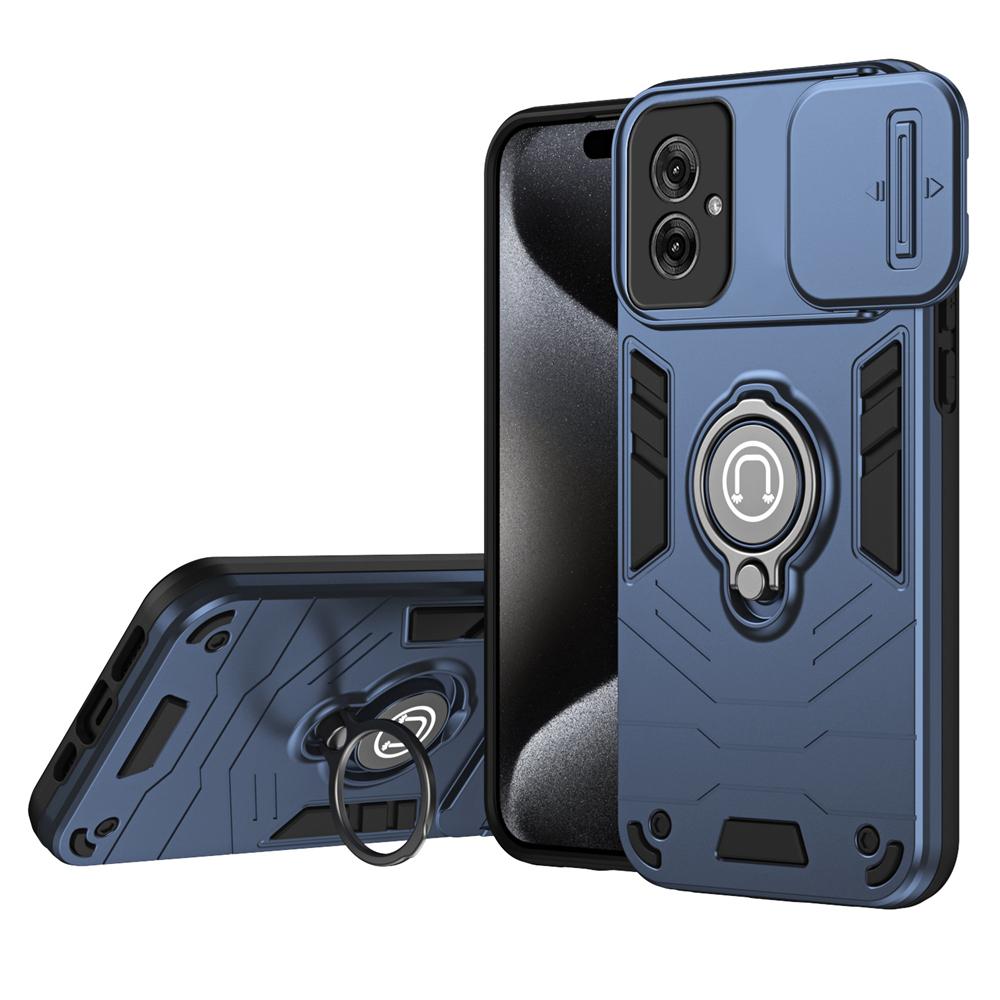 

Противоударный чехол KEYSION для Motorola MOTO G55 5G, силиконовый + поликарбонатный слайдер, защитное кольцо для объектива камеры, подставка, чехол для телефона MOTO G55 5G for MOTO G55 5G синий