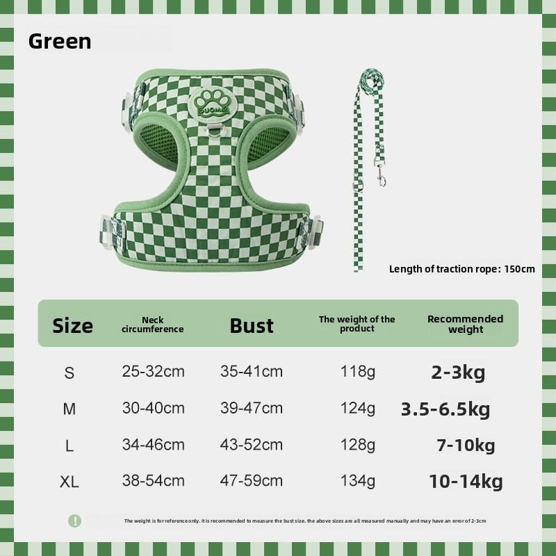 

Classic Retro Pet Chest Strap With Non Extendable Design For Outdoor Walks S зелёный