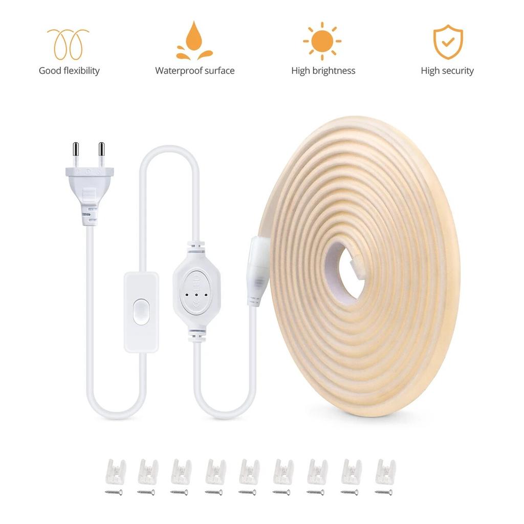 High Bright COB LED Strip Light 288 leds/M EU Plug 220V 110V CRI RA 90 Outdoor Garden FOB LED Tape For Bedroom Kitchen Lighting