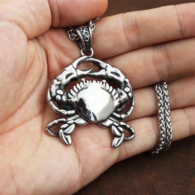 Novo Design Série Oceano Pingente Caranguejo Colar Homens Mulheres Aço Inoxidável Detalhado Tendência Animal Joia Presente