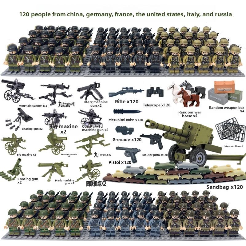 Non-Toxic Dolls Military World War Ii Doll Weapon Accessories Digital Assembly Toy Crawler Children'S Educational Splicing With Toys