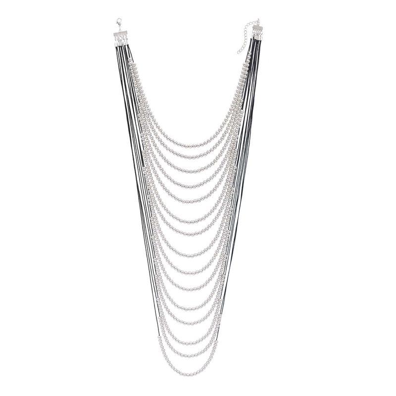 

Модный стиль, нишевый дизайн, многослойное двойное ожерелье из бисера ручной работы, однотонное длинное преувеличенное ожерелье-чокер для ключицы Image color