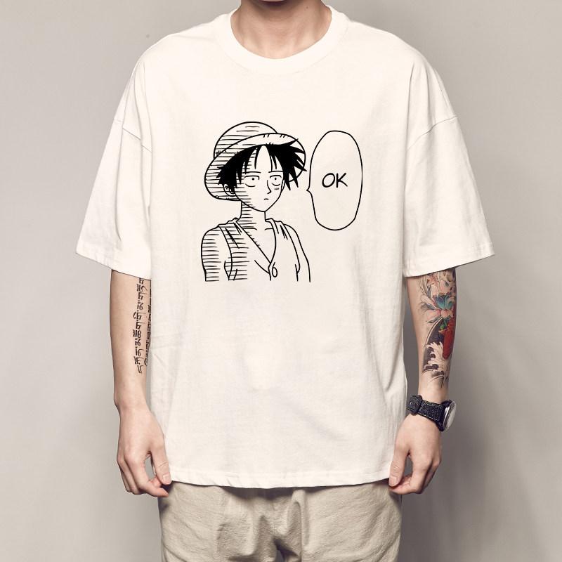 

One Piece Luffy Print Tshirts for Men and Women Zoro Shortsleeved Sanji Whitebeard and Eschoba Peripheral Clothes 3XL