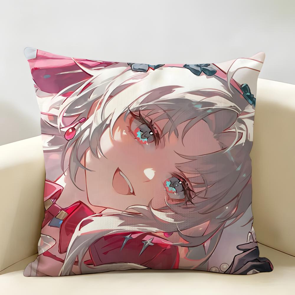 CarlottaS Anime Cute Wuthering Cushion Cover Natural Linen Organic Fabric DoubleSided Printing Room Sofa Decor Pillow Case