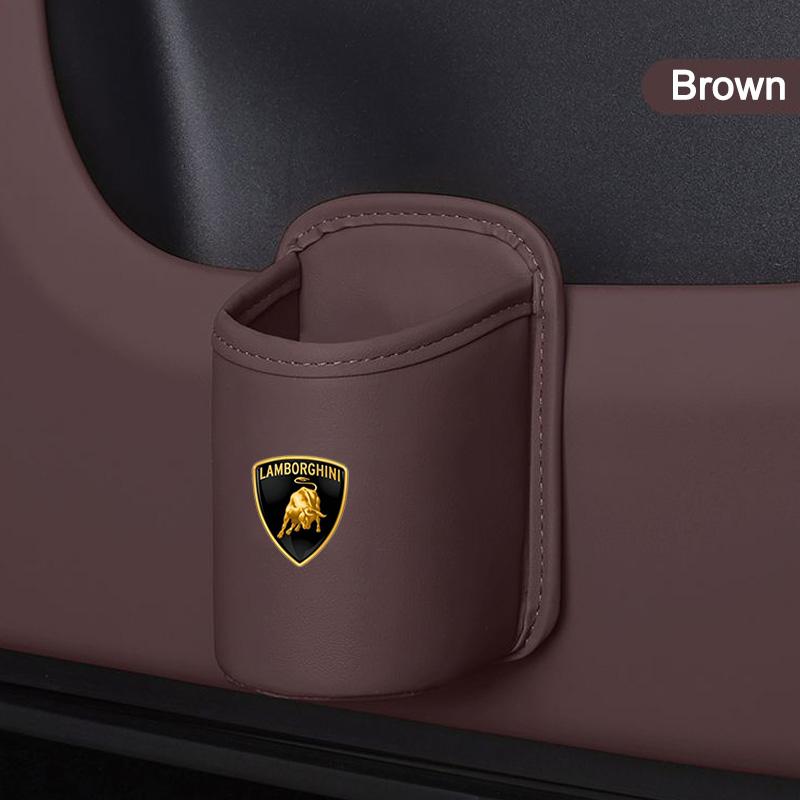 Car Door Water Cup Holder Back Seat Drink Rack Leather Storage Box For Lamborghini Urus Huracan Aventador Premium Accessories