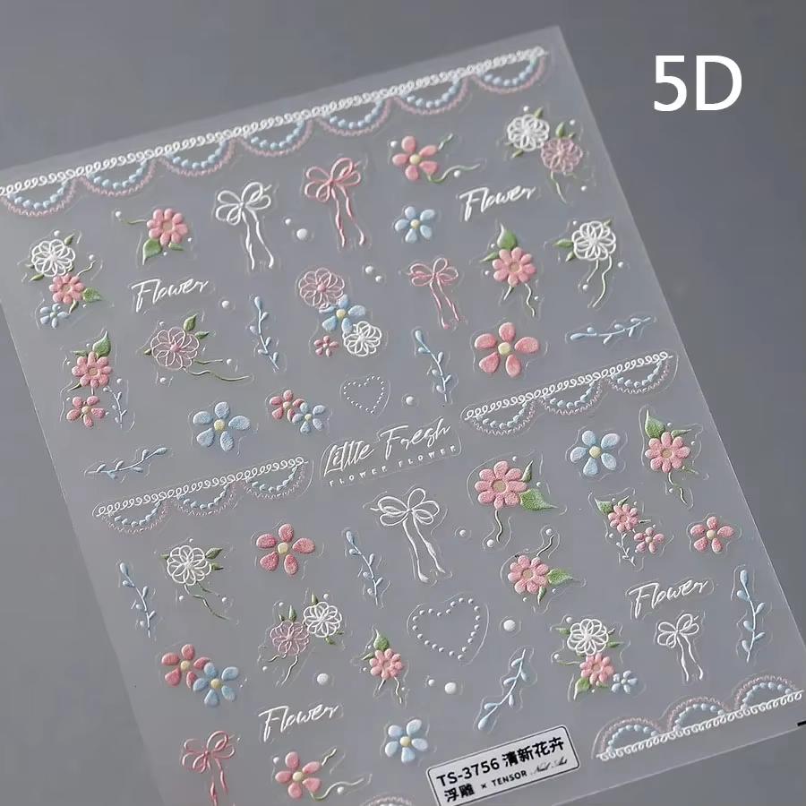 1pcs 5D Fashion Cartoon Mini Bow Nail Art Stickers Red Black White Ribbon Nail Decorations Decals DIY Nail Accessories
