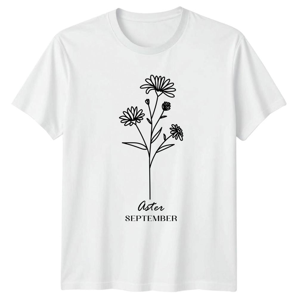 Aster September Unisexs TShirt September Birth Flower Floral Birthday Gift S