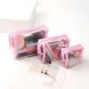 Large Capacity Transparent Makeup Bag Zipper Handheld Makeup Pouch for 3Pcs/Set Girls