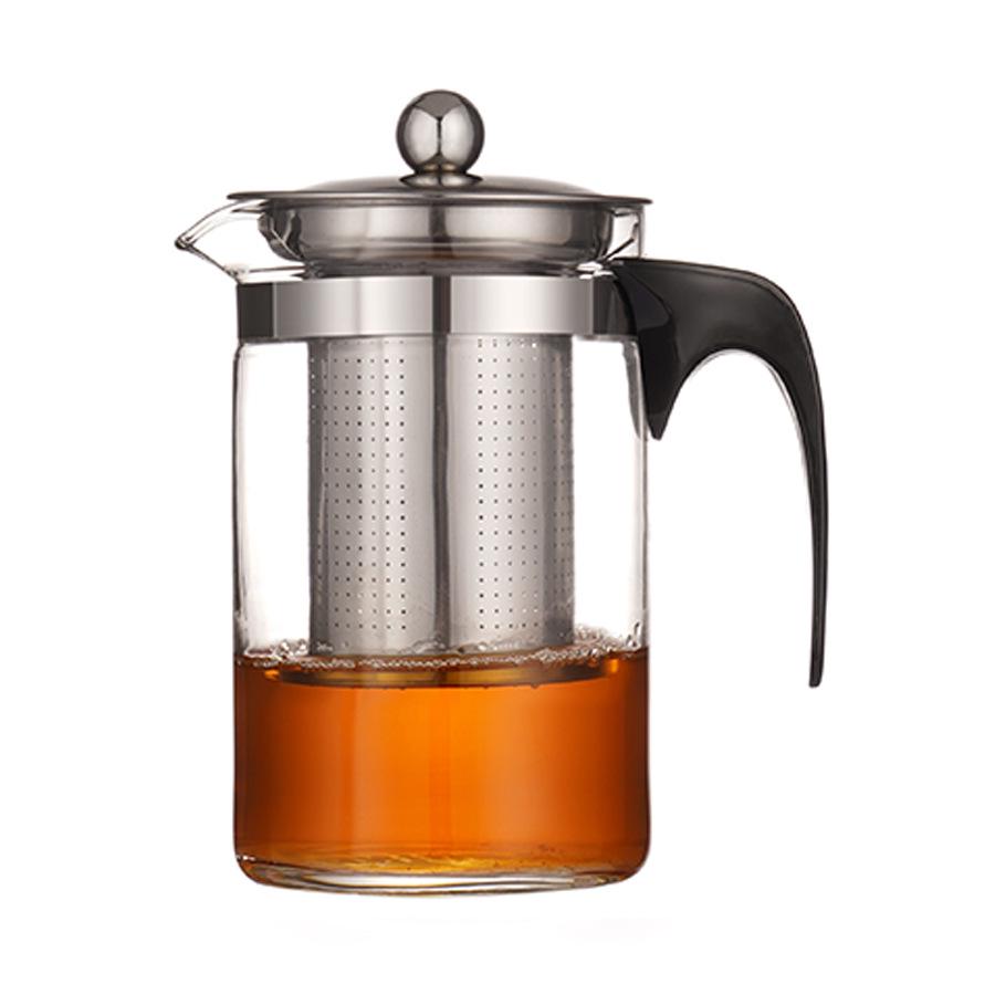 Stainless Steel Glass Teapot with Food-Grade Material, Fine Mesh Infuser, and Tea-Water Separation 700ml