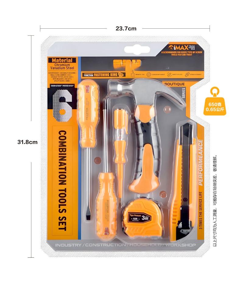 6-piece Household Hardware Tool Set Blister Packaging Chrome Vanadium Steel Screwdriver Set
