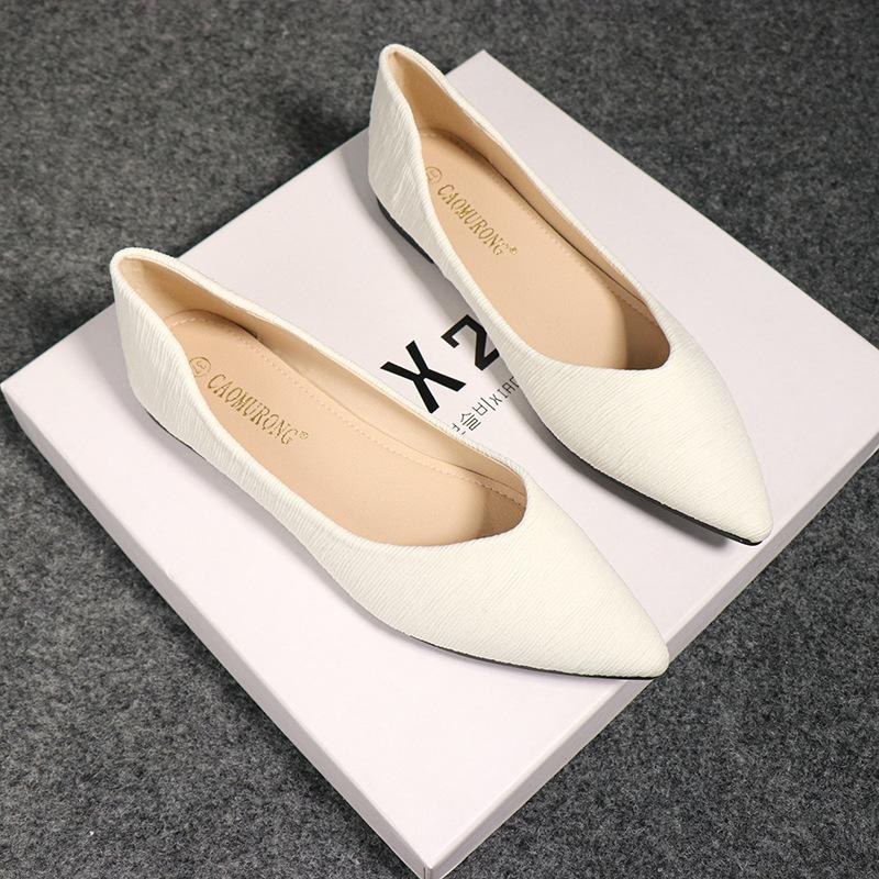 Fashion Large Size Flat Shoes for Women Spring Autumn New Fashion Rhinestone Shallow Mouth Boat Shoes Comfortable Pointed Luxury Shoes