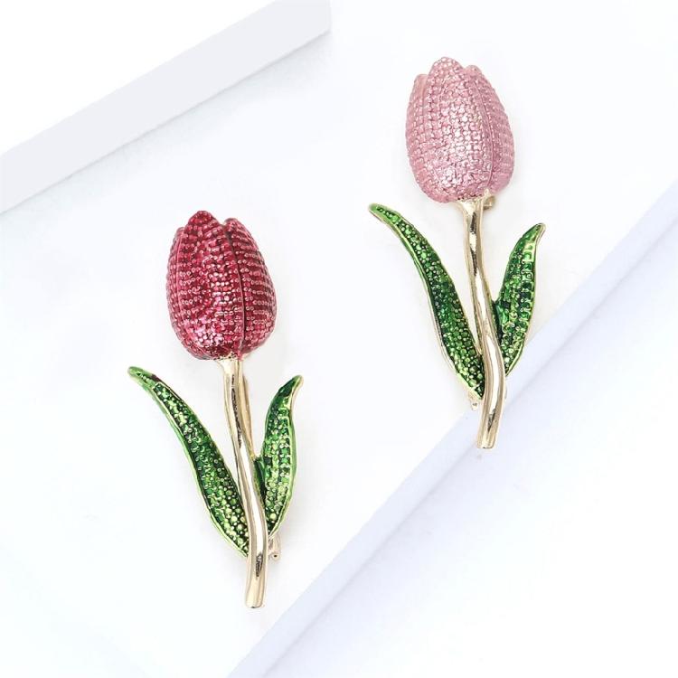Vibrant Enamel Tulips Brooch Stylish Metal Art Multi Purpose Decoration For Women Fashionable Everyday Jewelry