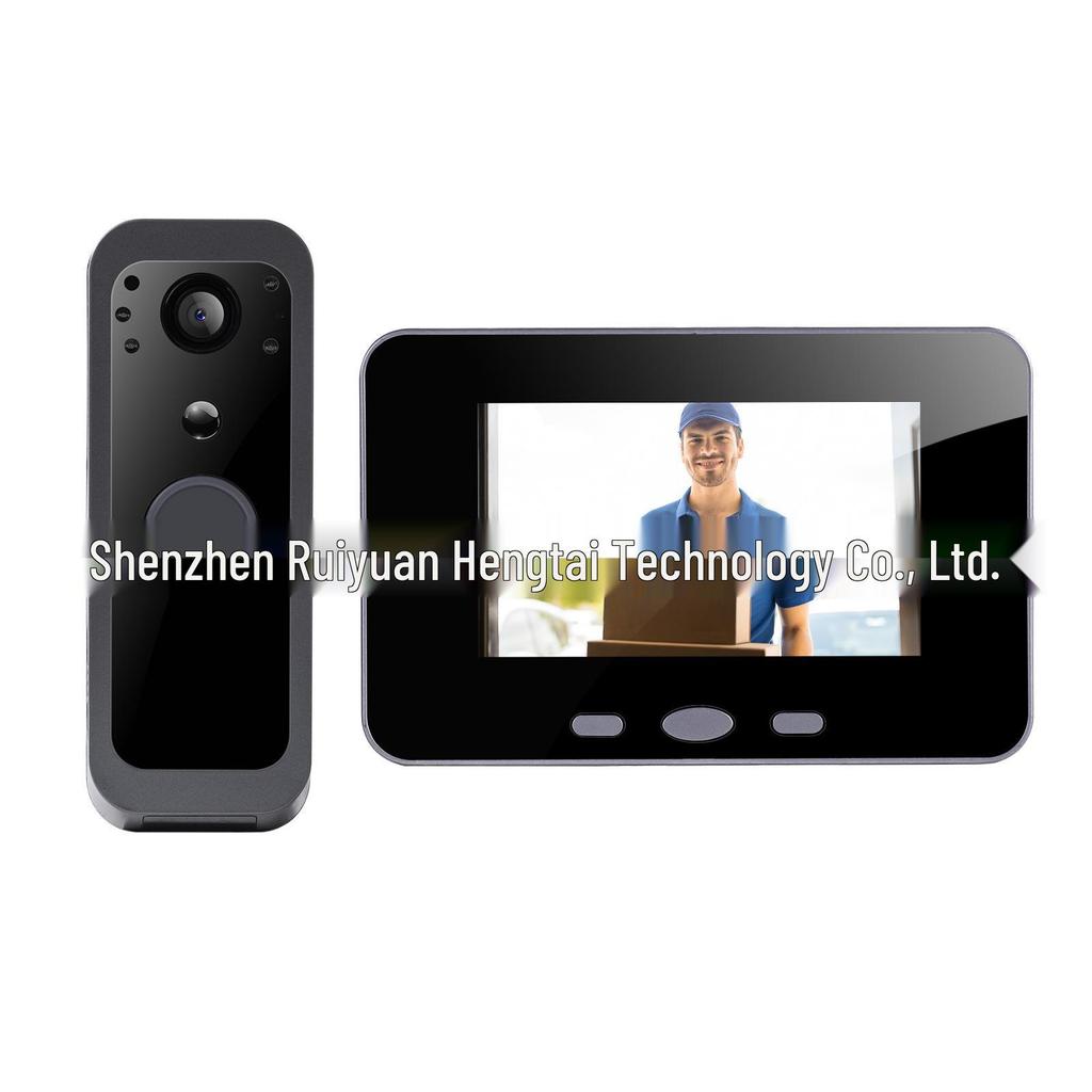 2.4GHz Wireless Smart Doorbell with Display, Electronic Peephole, Anti-theft, No-Drill Installation