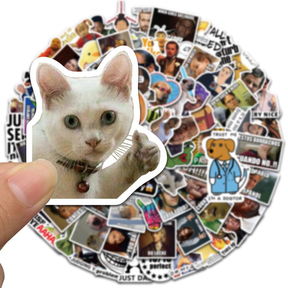 50 100150Pcspack Funny Meme Cat Cool Sticker Motorcycle Laptop Phone Suitcase Notebook Car Bottle Toy Trendy Decal Sticker Toy