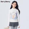 BARRY BANNY Girls' Cat Print Rhinestone Long Sleeve T-Shirt